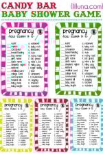 FREE printable Candy Bar Shower Game on { lilluna.com } #babyshower