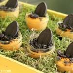 Football Party Pudding Cups with Football Oreos