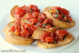 Homemade Bruschetta. YUM!! Recipe on { lilluna.com } #bruschetta