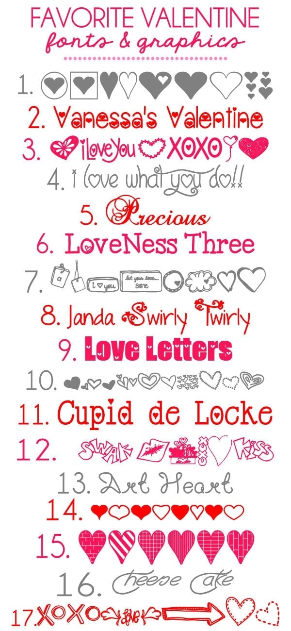 Favorite Free Valentine's Fonts and Graphics on { lilluna.com }