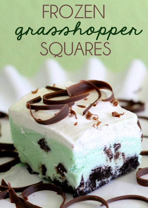 Frozen Grasshoper Squares. So easy and has oreos, chocolate, and mint ice cream! YUMMY! { lilluna.com }