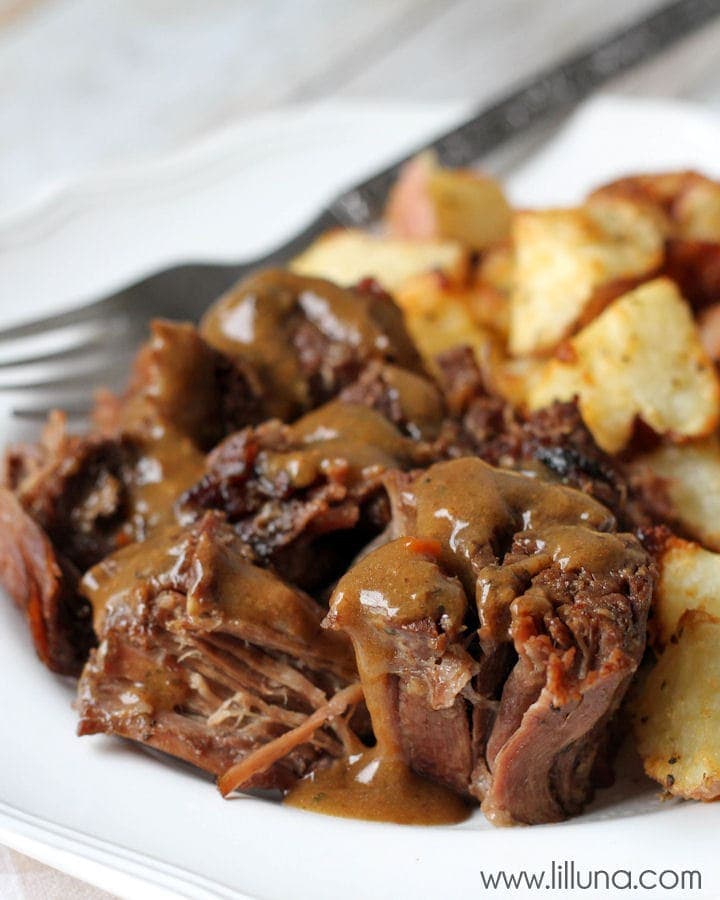 Our favorite Pot Roast recipe - just stick in the crock pot!