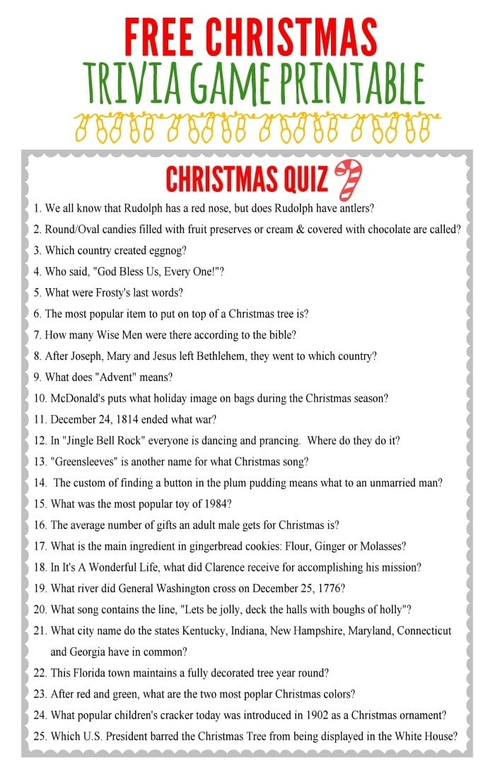 Free Christmas Trivia Game