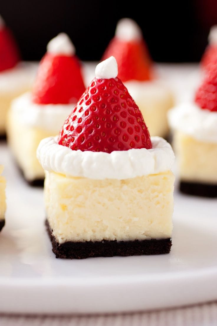 Santa Hat Cheesecake Bites I'm making these for Christmas.