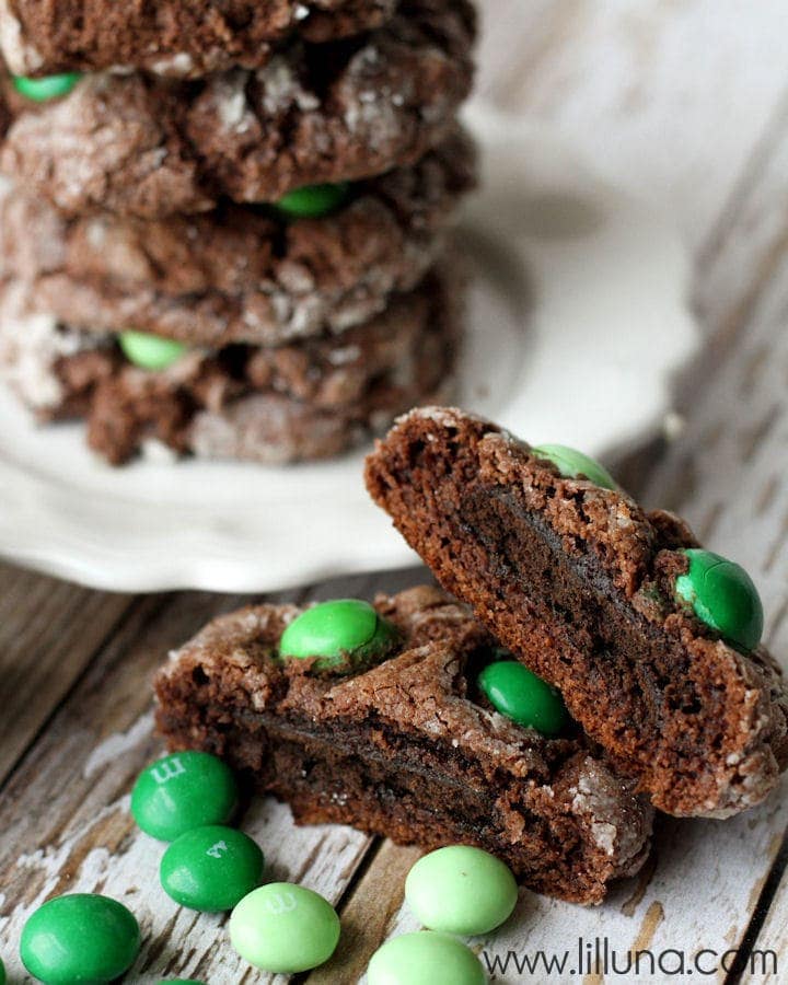 Thin Mint Stuffed Gooey Chocolate Cookies