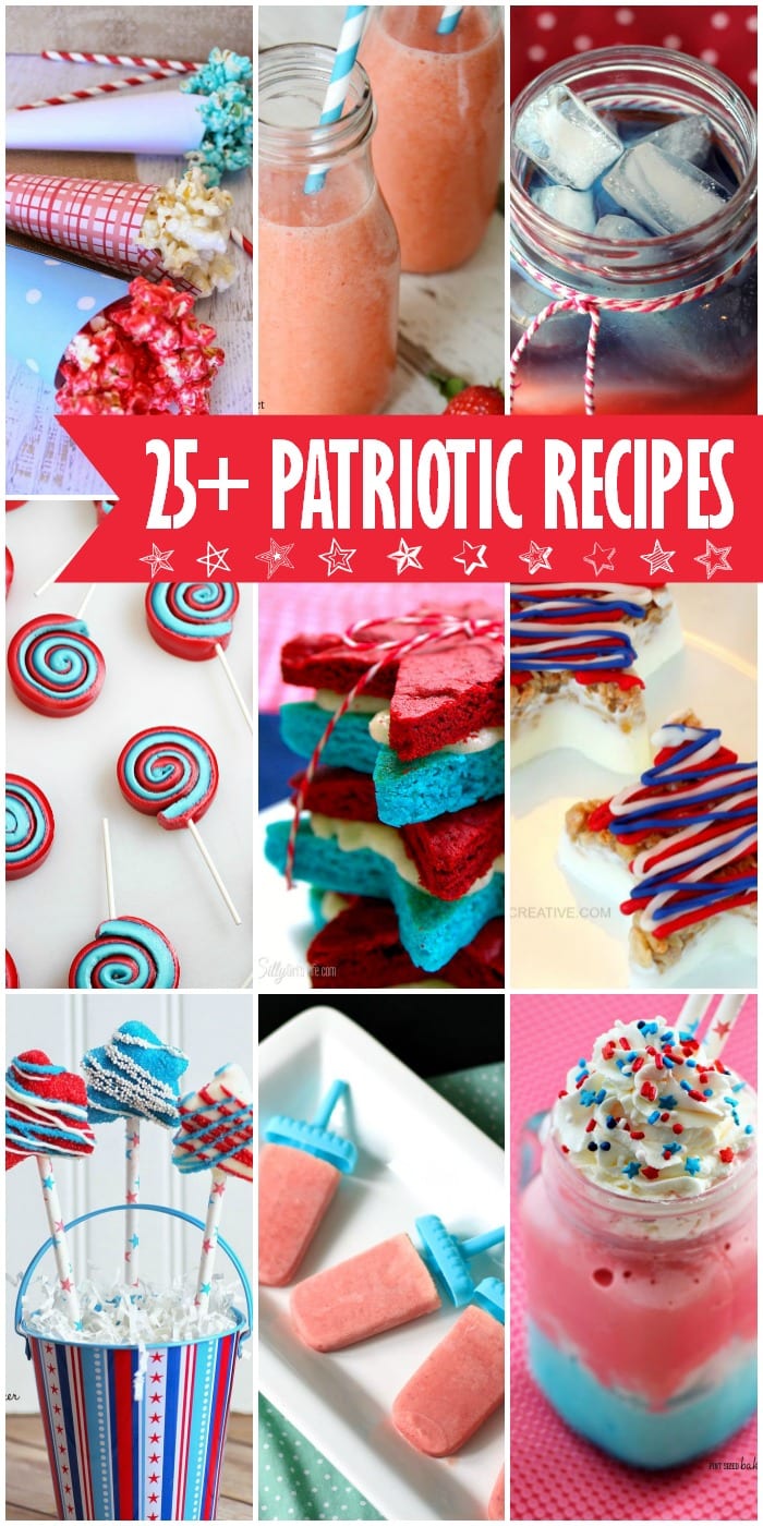 25+ Patriotic Recipes - red, white, and blue drinks, treats, and desserts!! { lilluna.com }