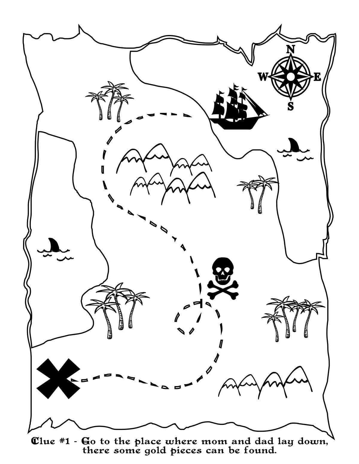 treasure map clipart black and white - photo #43