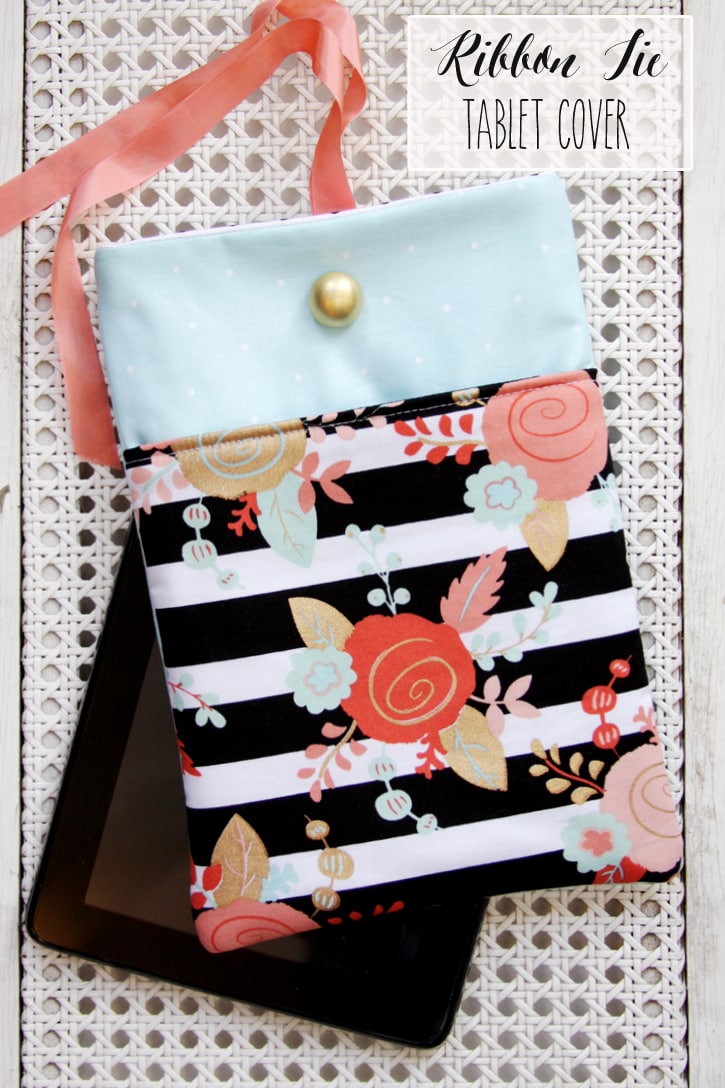 DIY Ribbon Tie Tablet Cover - SO CUTE!! It's the perfect gift idea for the friend or family member who can't live without their tablet.