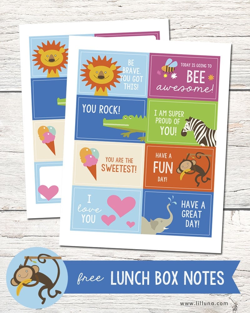 Lunch Box Ideas and FREE Lunchbox Notes on { lilluna.com }