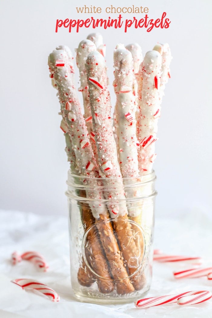 Simple and Delicious White Chocolate Peppermint Pretzels. They are so easy to make and are a great Christmas treat to make for neighbors and friends for the holidays.