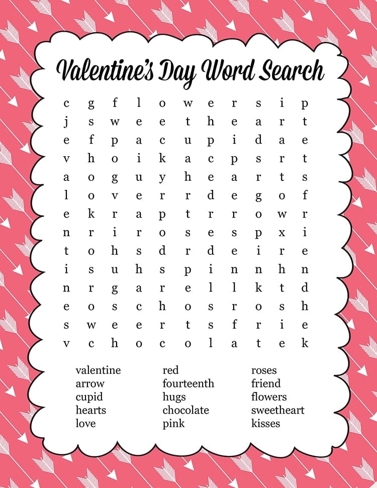 Valentine's Day Word Search Print