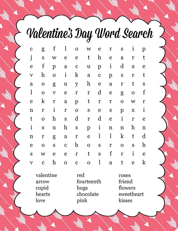 Valentine s Day Word Search Print