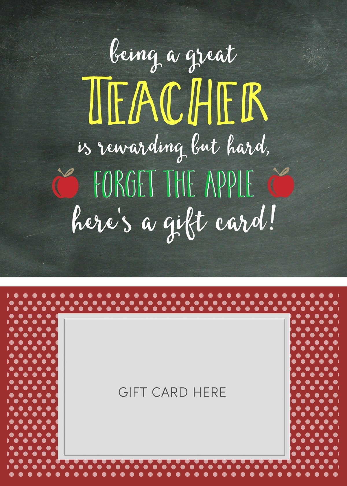 Teacher Appreciation Gift Card Holder Free Printable