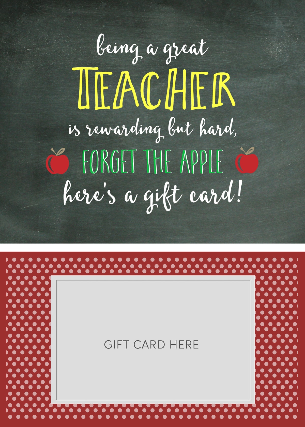 Teacher Gift Card Printable Free