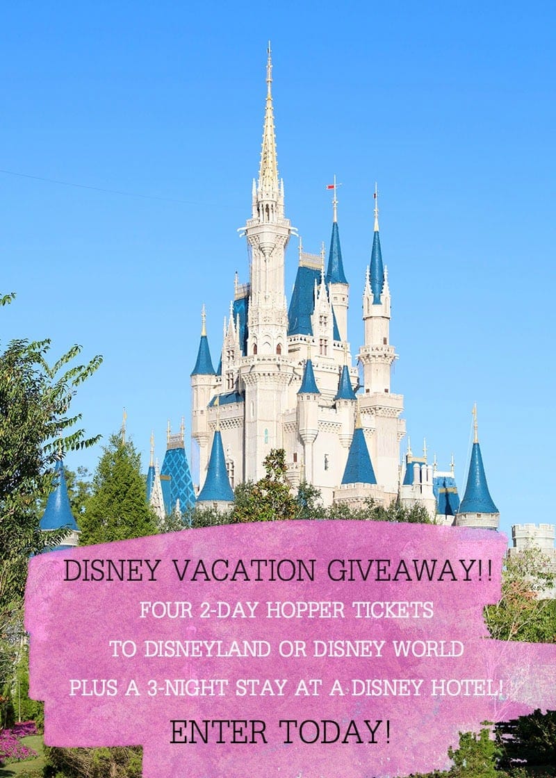Enter to win a Disney Vacation - FOUR 2-Day Hopper Tickets + 3-Night Stay at a Disney Hotel!!