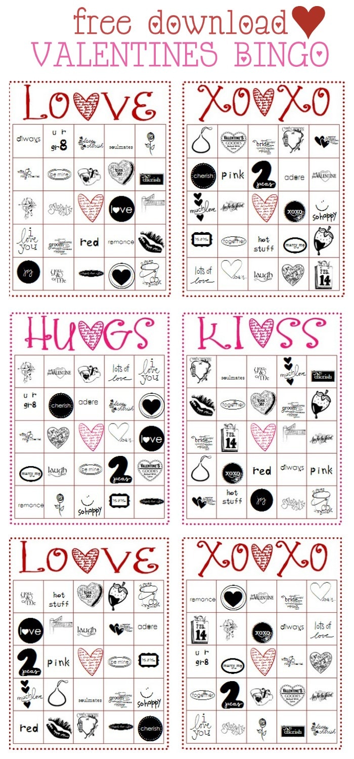 free valentines bingo cards