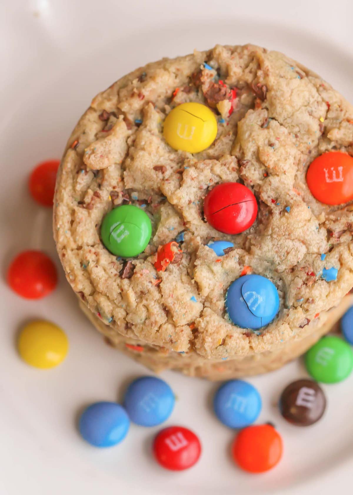 M&M Cookie Recipe - on plate.