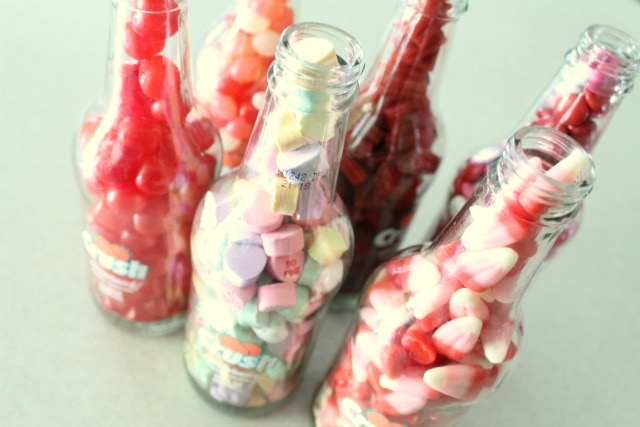 Candy filled soda pop bottles
