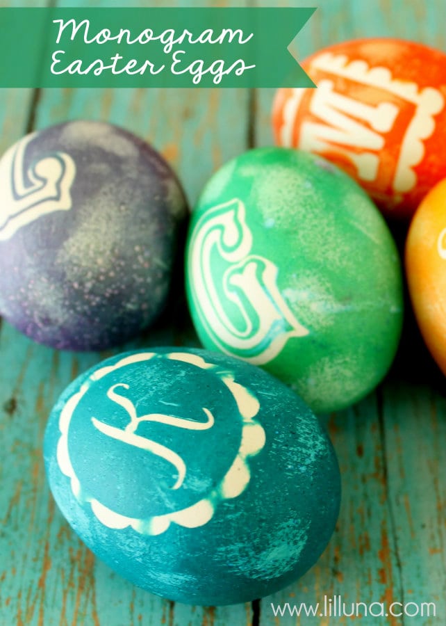 Monogram Easter Eggs - so cute! Tutorial on { lilluna.com }