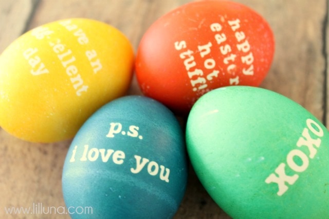 Love this idea for Lunch Note Easter Eggs. Hubby would love this! { lilluna.com }