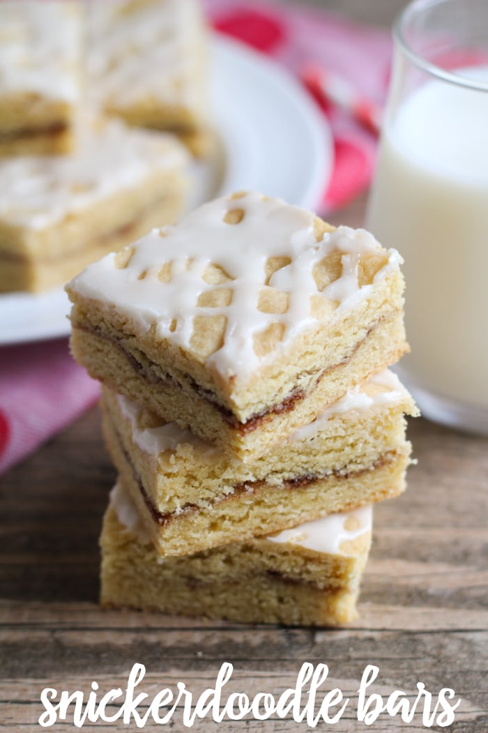 stack of Snickerdoodle Bars on a wooden table
