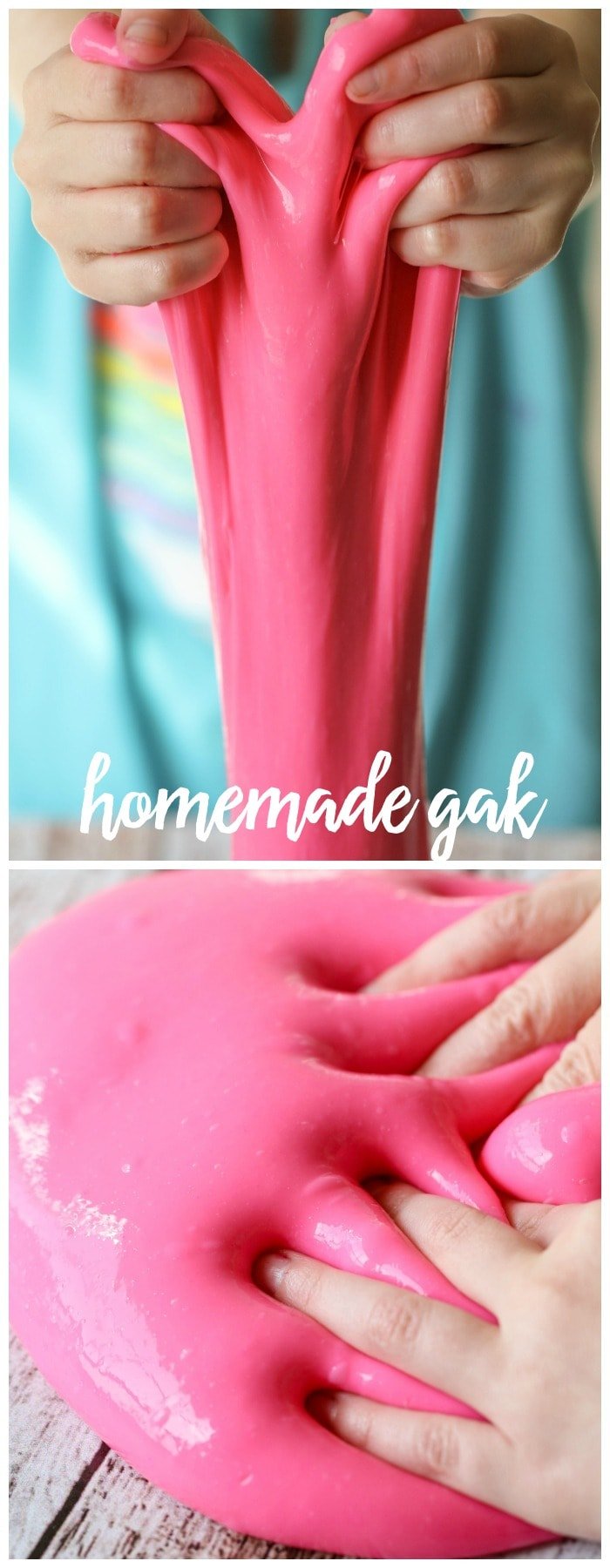 Homemade Gak! This is the cheapest and best kid entertainment ever!! Supplies needed include - glue, borax, water, and food coloring!