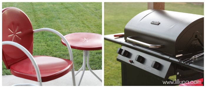 Grill and patio furniture