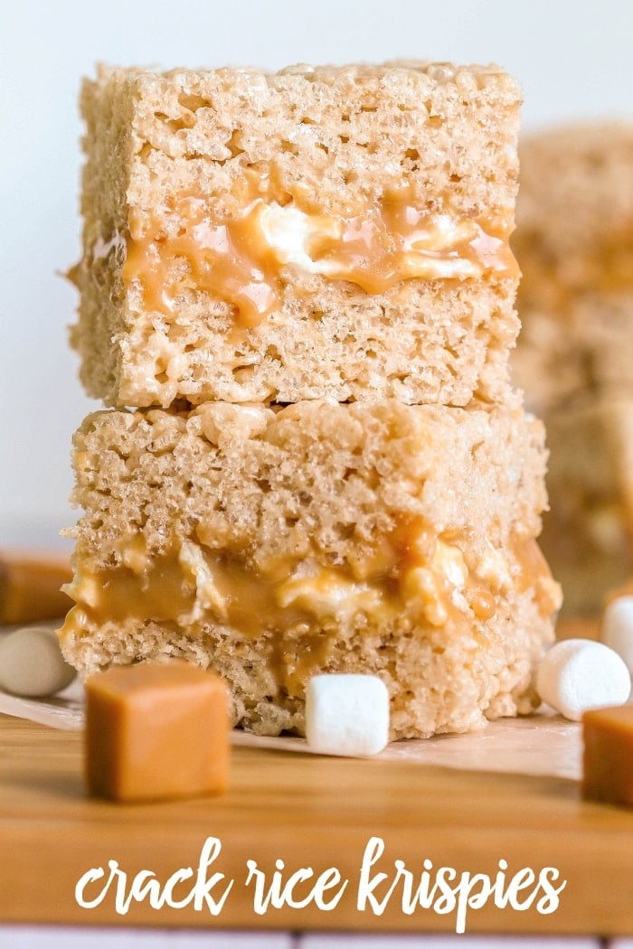 Crack Rice Krispies cut and stacked