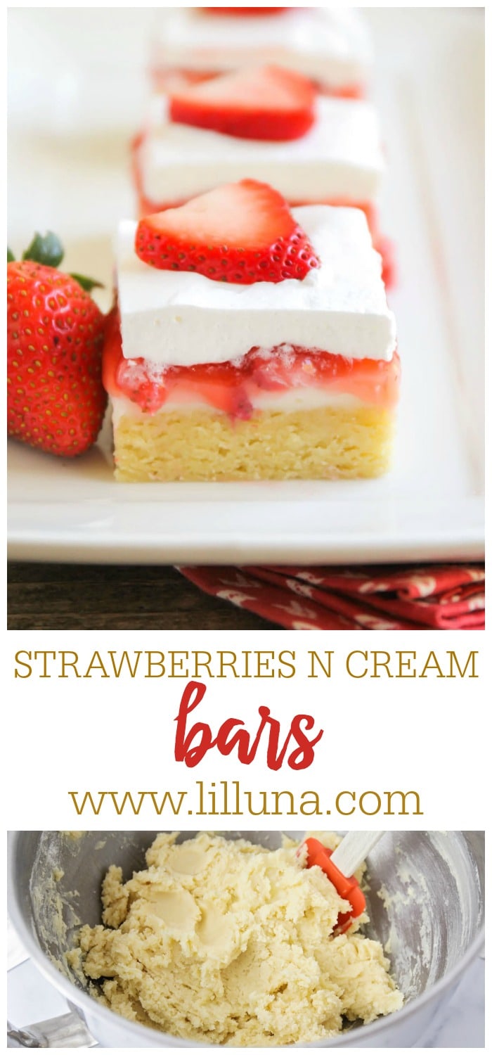 Strawberry Cream Cheese Bars {W/ Sugar Cookie Crust} Lil' Luna