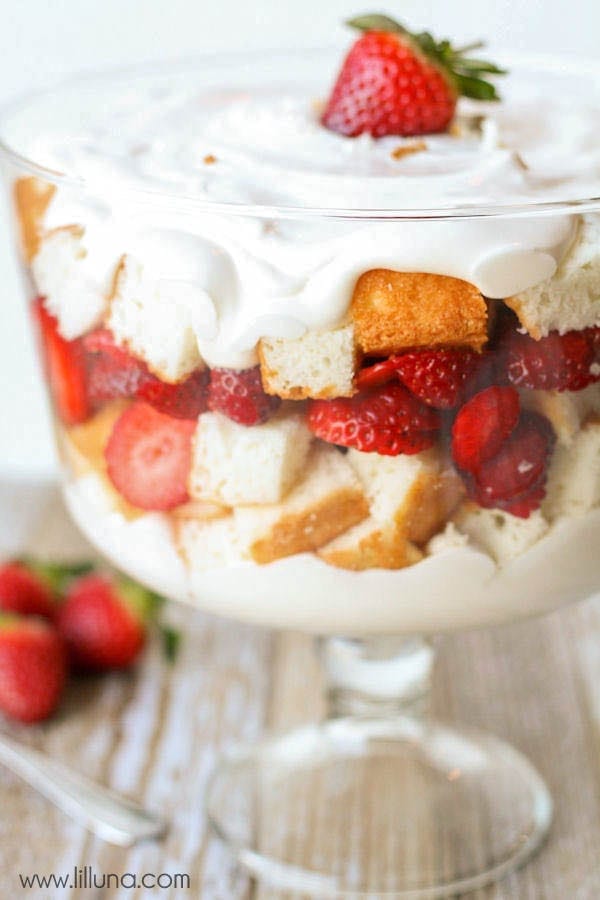 Strawberry Angel Food Cake Trifle Recipe | Lil' Luna