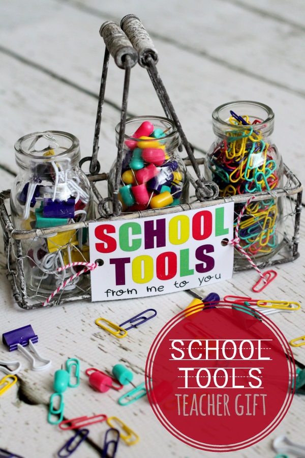 ADORABLE School Tools Set and Free Print perfect for teacher { lilluna.com } Just fill with your teachers favorite supplies!