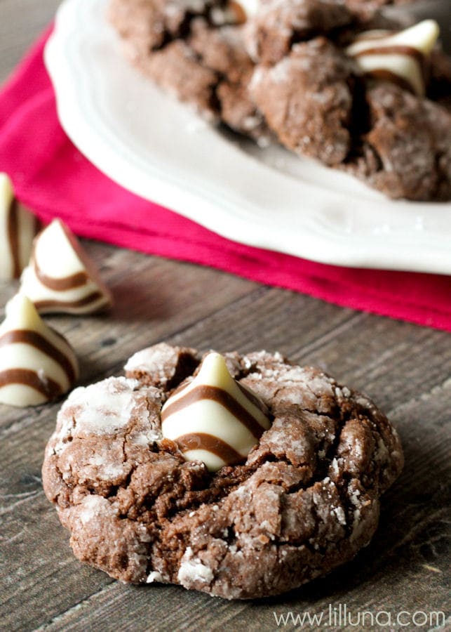 Soft and Gooey Chocolate Hug Cookies - simple AND delicious! { lilluna.com } Chocolate cake mix combined with a few ingredients make these so soft & yum!