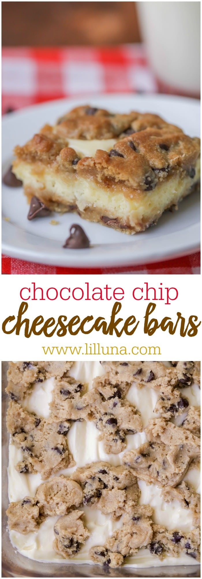 Chocolate Chip Cheesecake Bars: