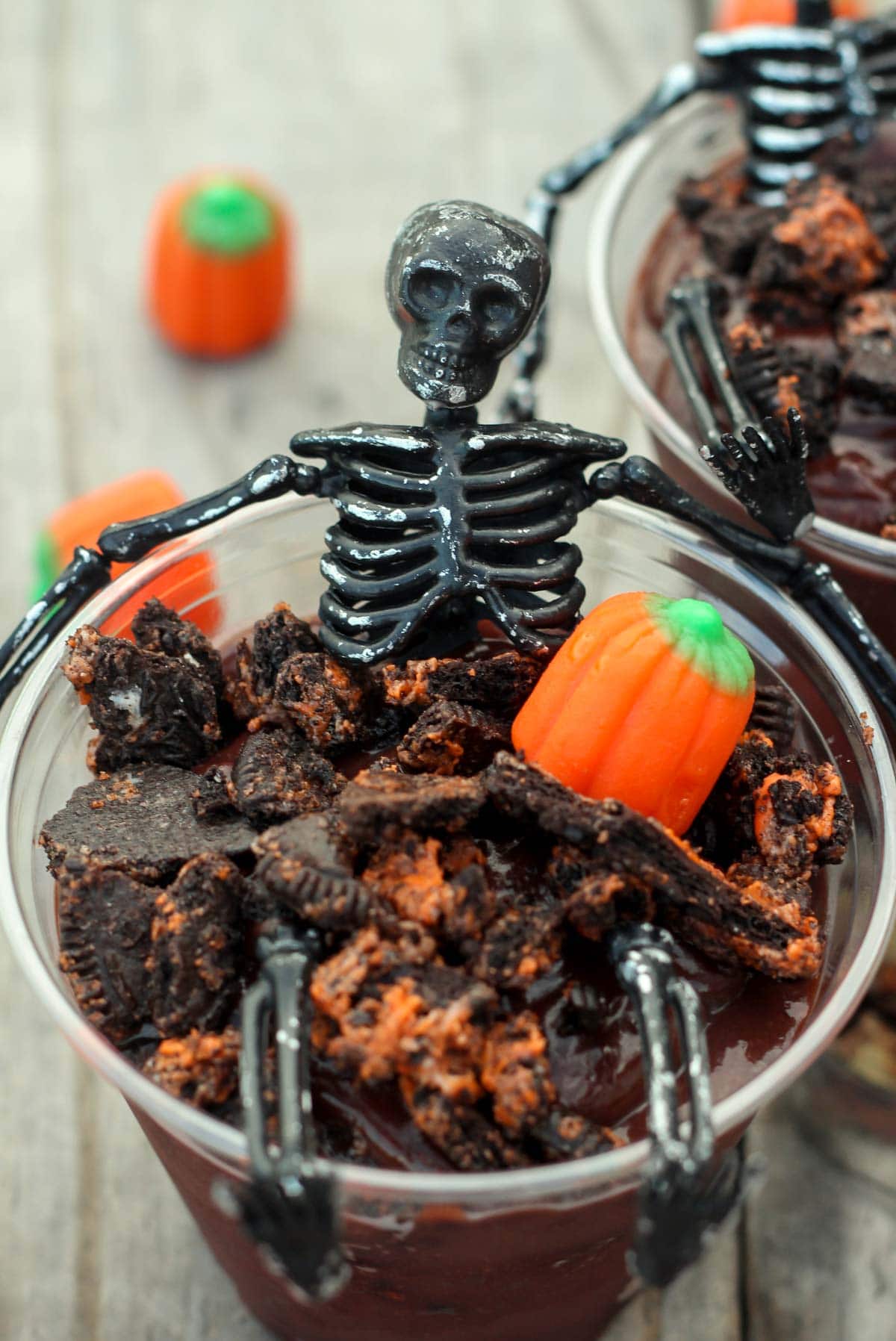 Halloween pudding cups