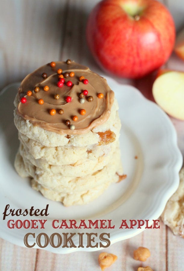 Frosted Gooey Caramel Apple Cookies