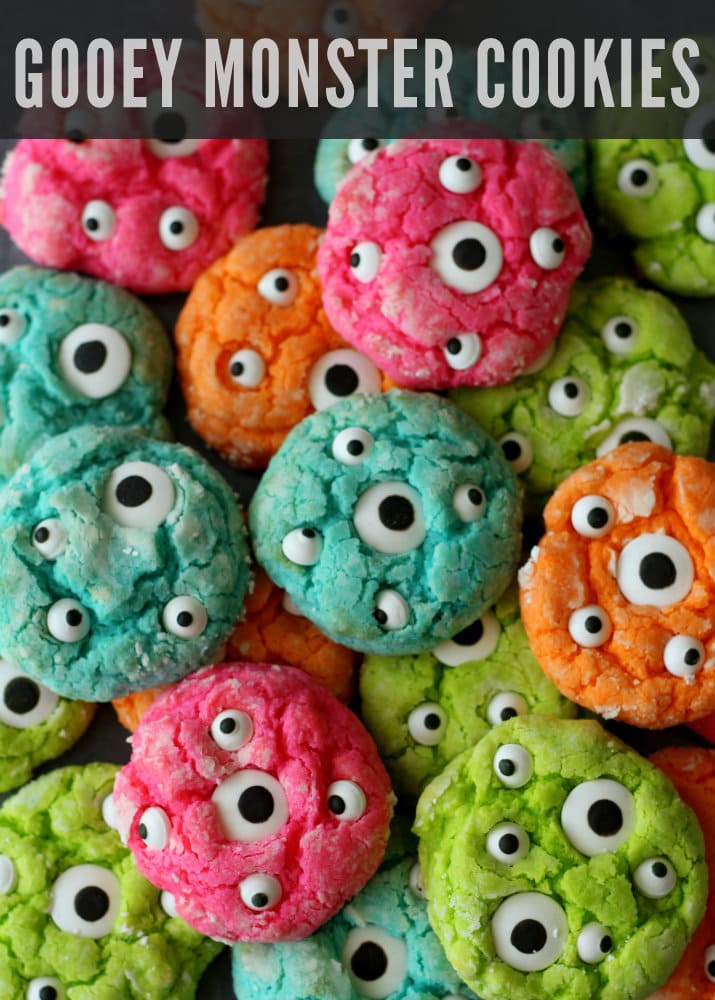 Gooey Monster Cookies Recipe on { lilluna.com } ADORABLE!!