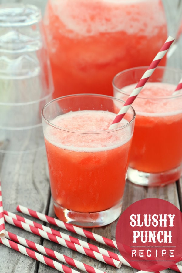  Slushy Punch served with red and white straws