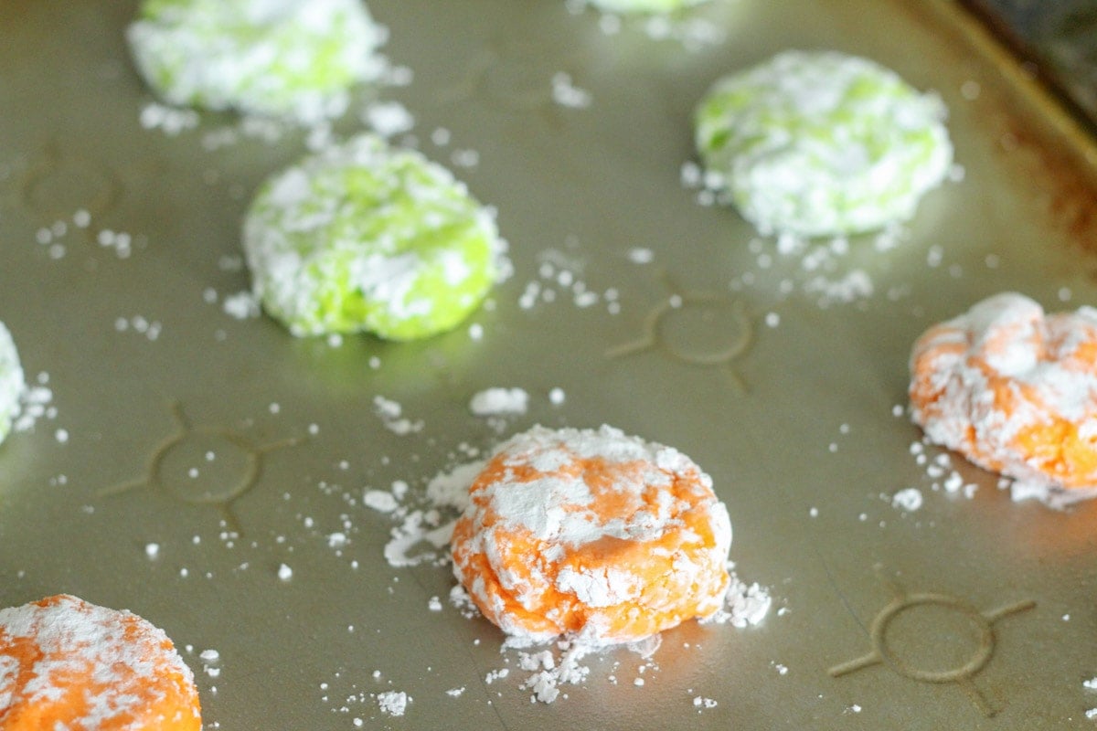 Powdered sugar covered cookie dough balls