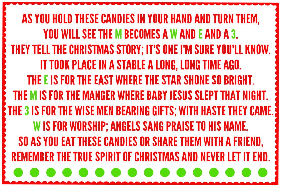 Christmas M&M Poem