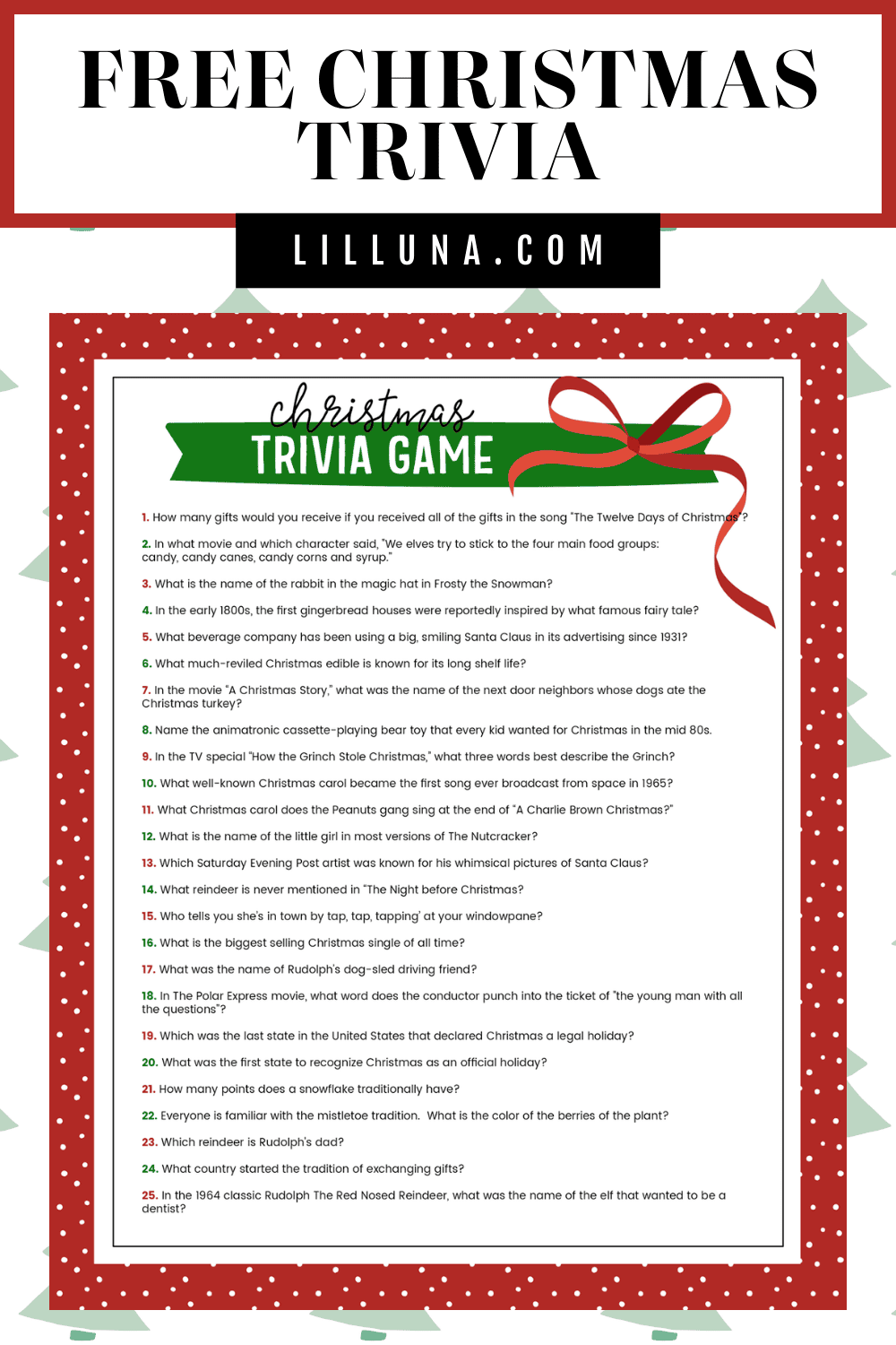 Free Christmas Trivia Printables {Games for the Family!} Lil' Luna