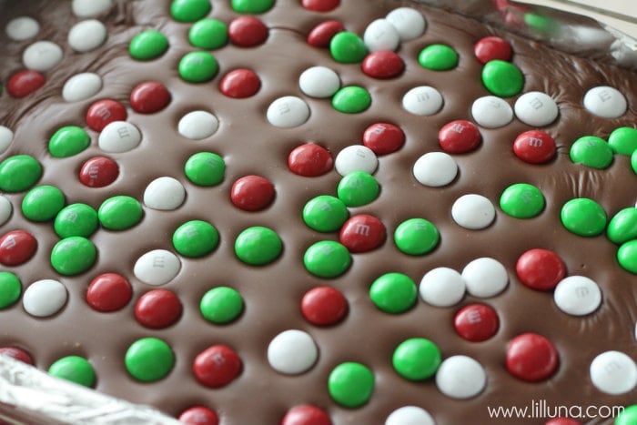 Frosted Holiday Mint M&M Brownies - Taste of the Frontier