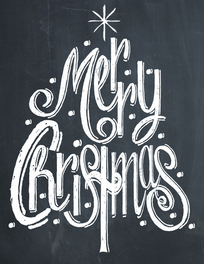 Merry Christmas Tree Chalk Print