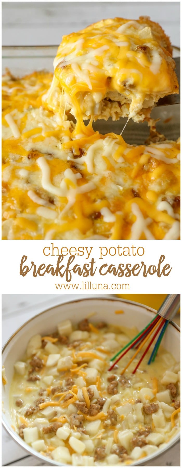 Cheesy Breakfast Potato Casserole - Just 5 Minute Prep Time! | Lil' Luna