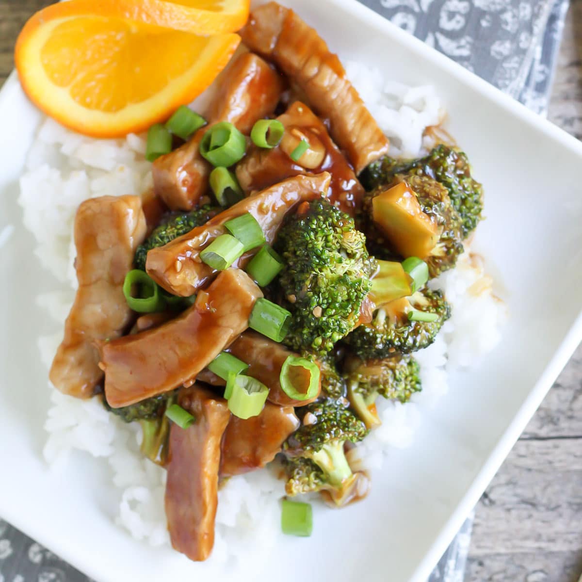 Quick dinner ideas - pork and broccoli stir fry served on rice.
