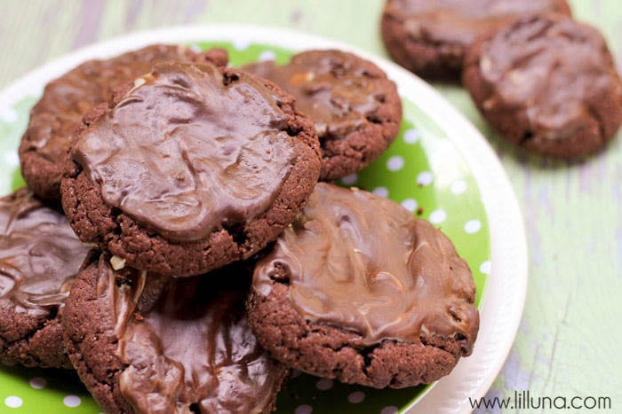 Easy cookie recipes - andes mint cookies piled on a plate.
