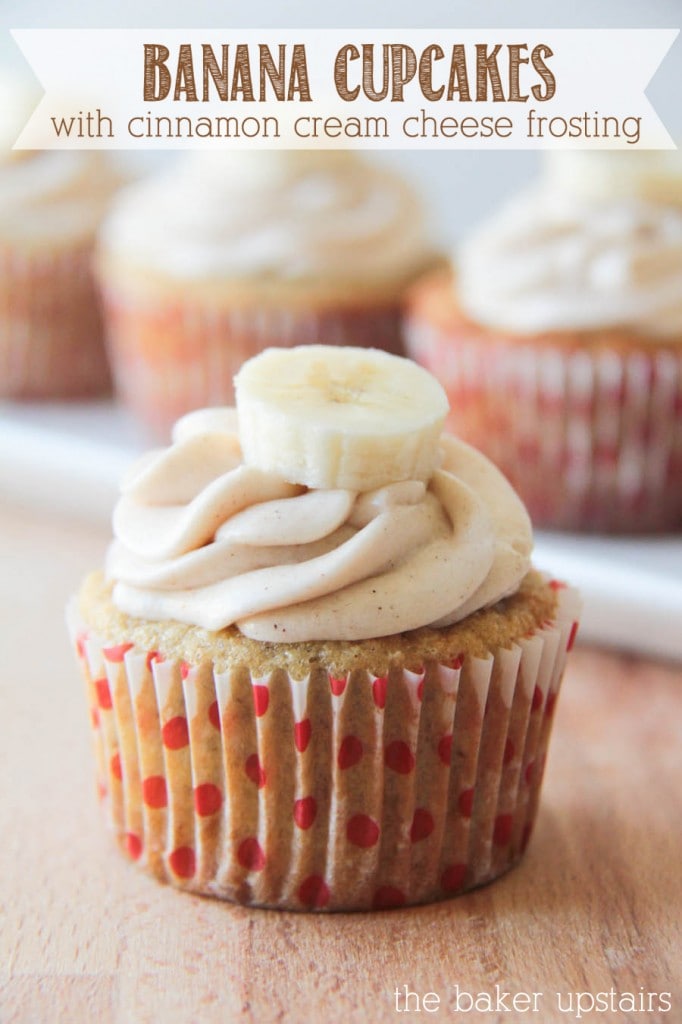 Banana Cupcakes with Cinnamon Cream Cheese Frosting!