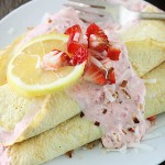 Lemon Crepes with Strawberry Coconut Filling