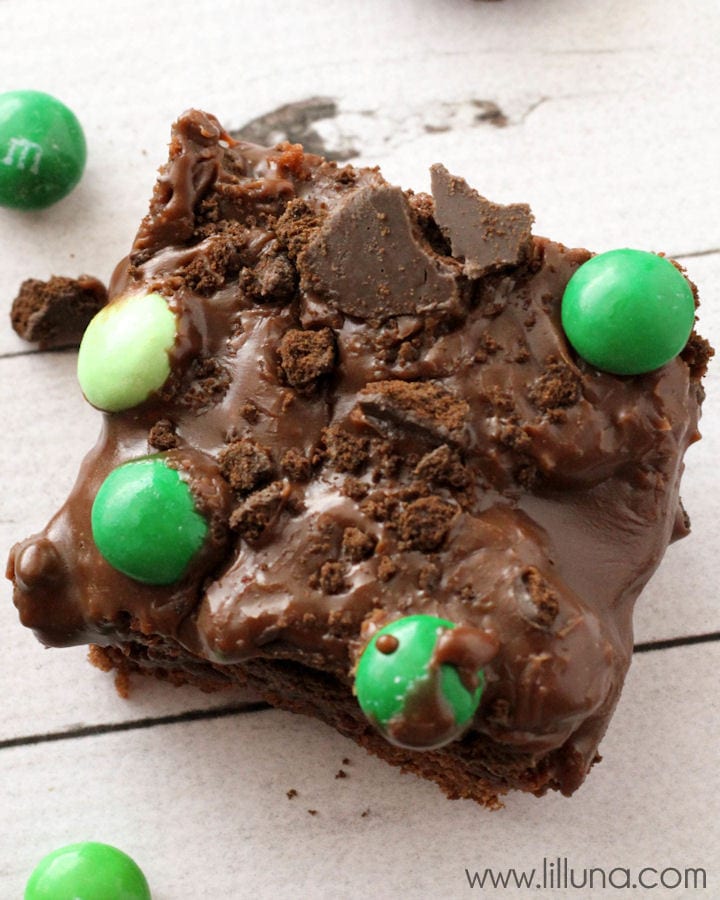 Frosted Thin Mint M&M Brownies