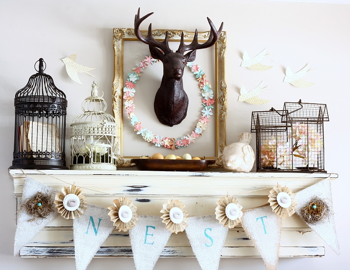 Beautiful Spring Mantel decorating ideas. Great ideas to help inspire your own Spring decor.