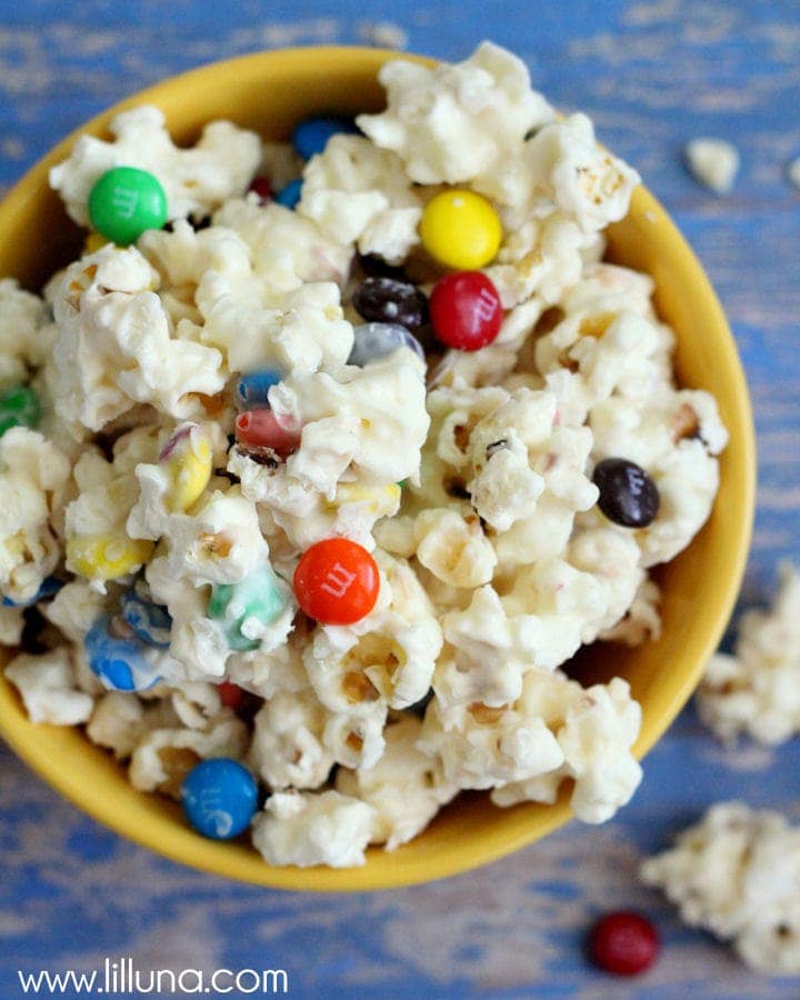 White Chocolate M&M Popcorn